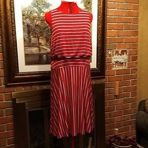 EUC sz L Loft knit striped dress